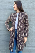 Quilted Cotton Coat In Ebony & Ivory