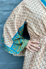 Upcycled Silk Sari Kimono In Sandy Turquoise