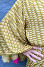 Upcycled Silk Sari Kimono In Dijon Mustard