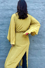 Upcycled Silk Sari Kimono In Dijon Mustard