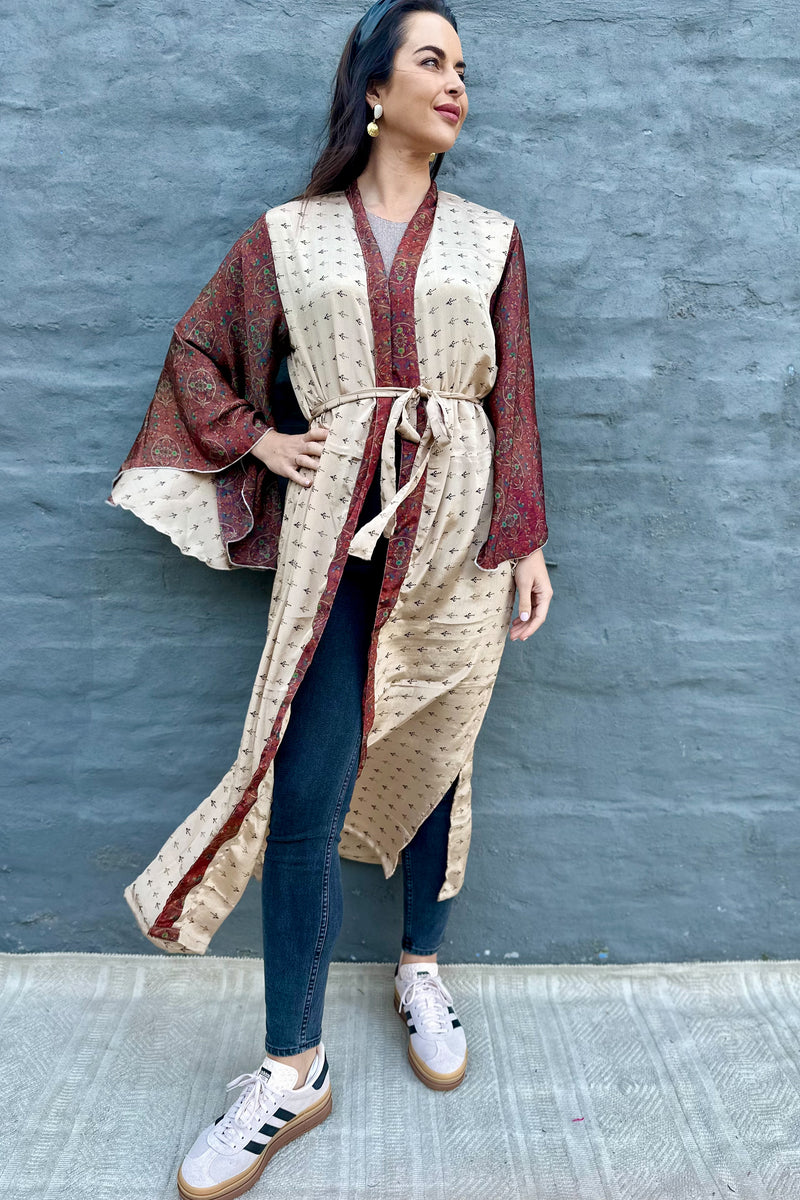 Upcycled Silk Sari Kimono In Glorious Gold