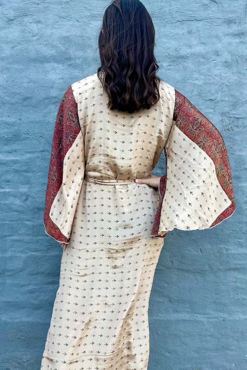 Upcycled Silk Sari Kimono In Glorious Gold