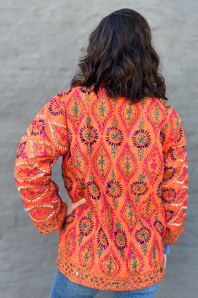 Folk Art Jacket In Pumpkin