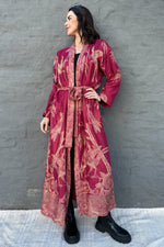 Cashmere & Bamboo Long Kimono In Magenta