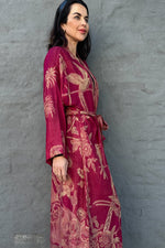 Cashmere & Bamboo Long Kimono In Magenta