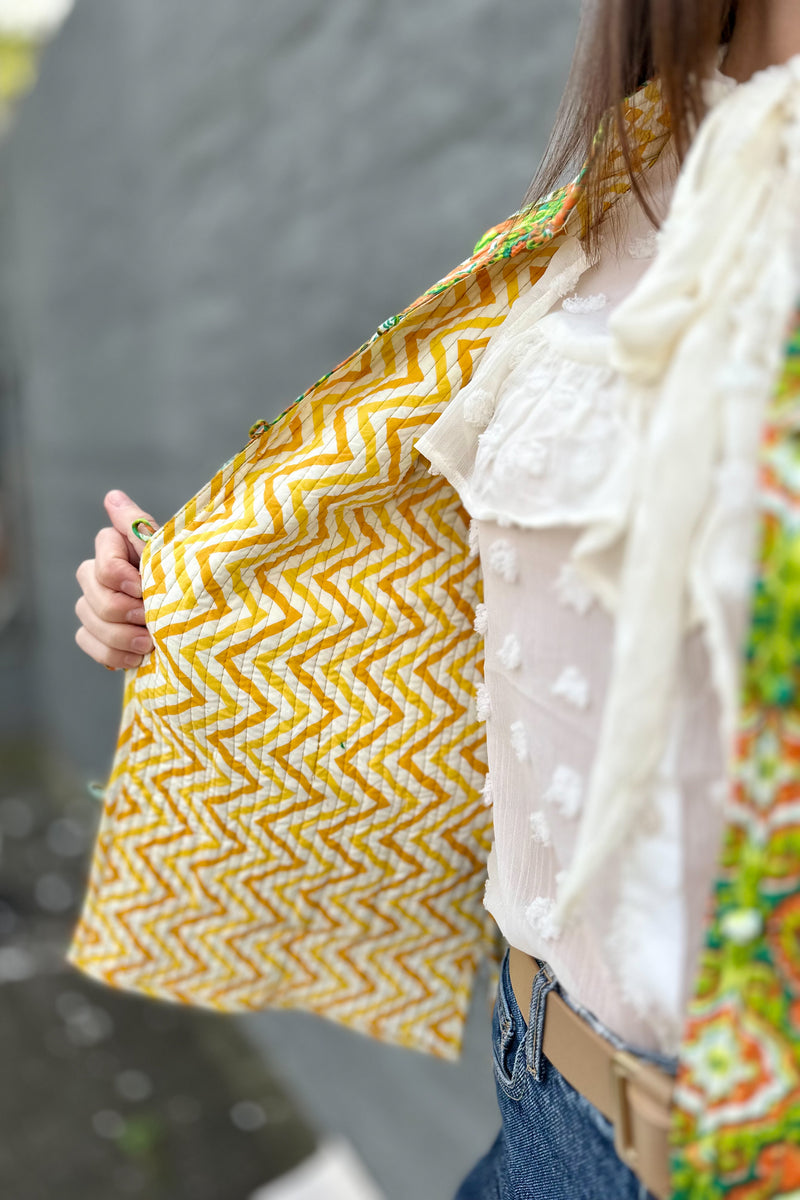 Quilted Cotton Jacket In Citrus Baroque