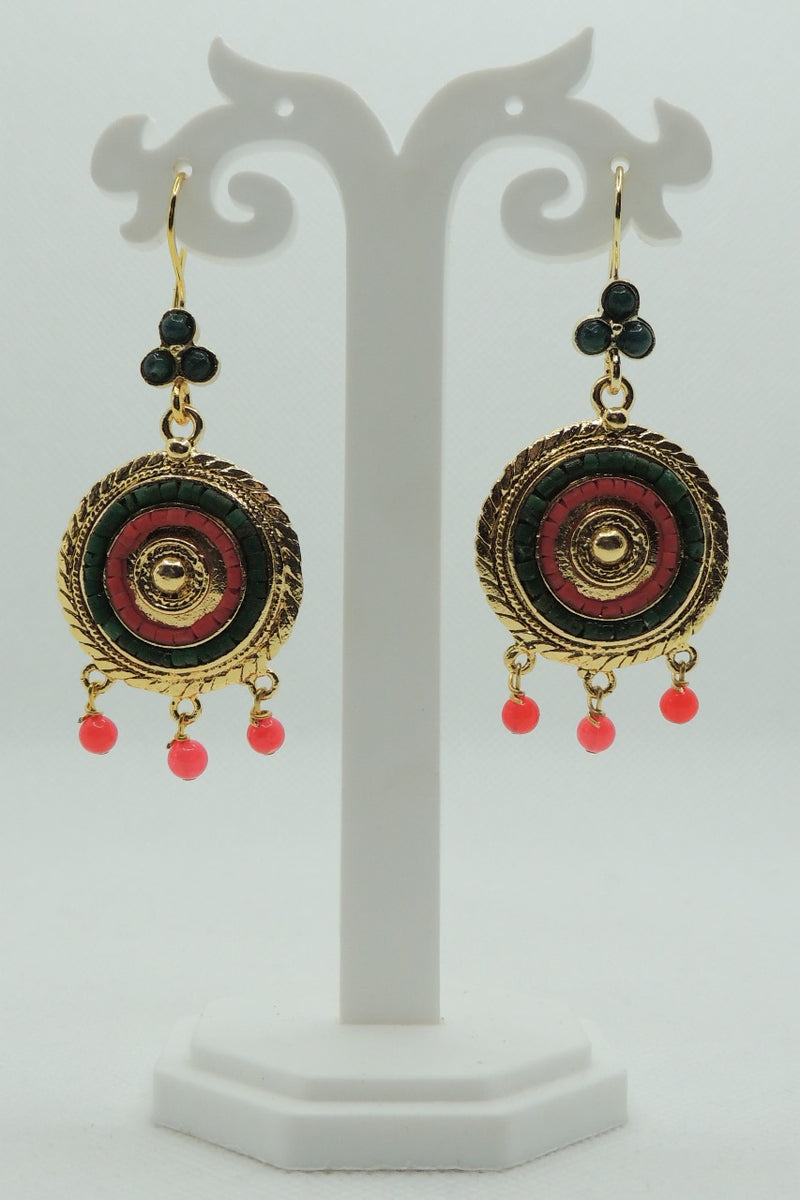 Chara Earrings In Forest & Red