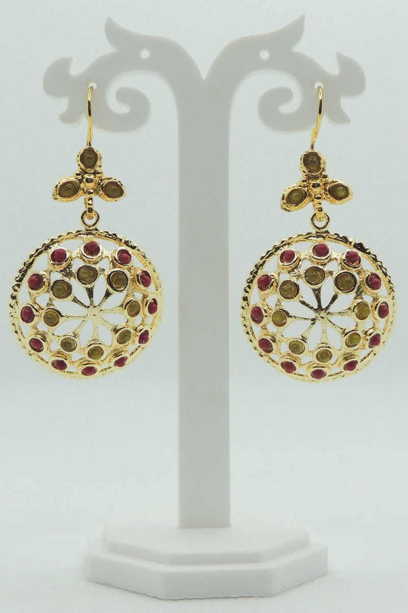 Vanita Earrings In Red & Gold