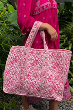 Pirouette Pink Floral Padded Tote Bag