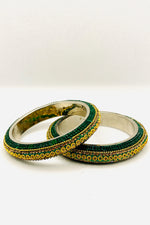 Golden Diamanté Bangle In Emerald